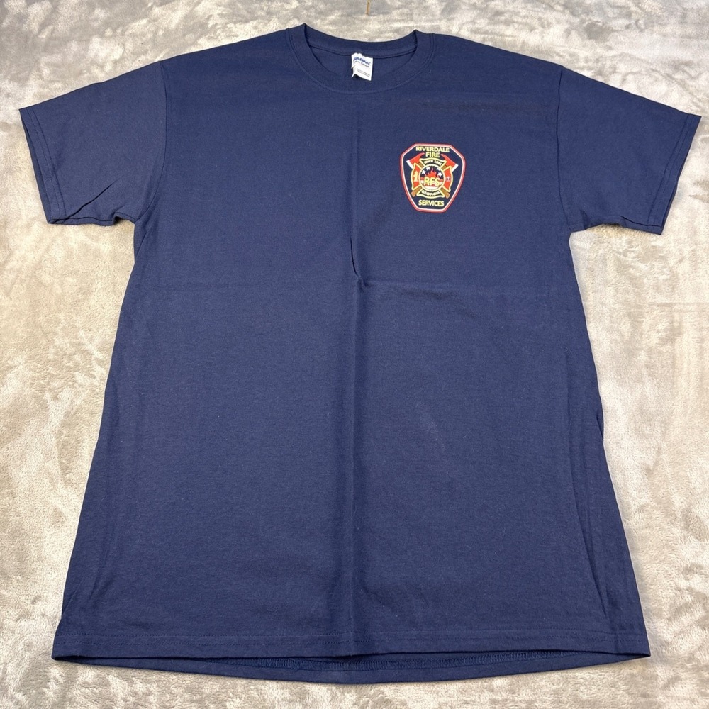 Gildan Mens Riverdale Fire Georgia Acta Non Verba Navy Blue Graphic T-Shirt L